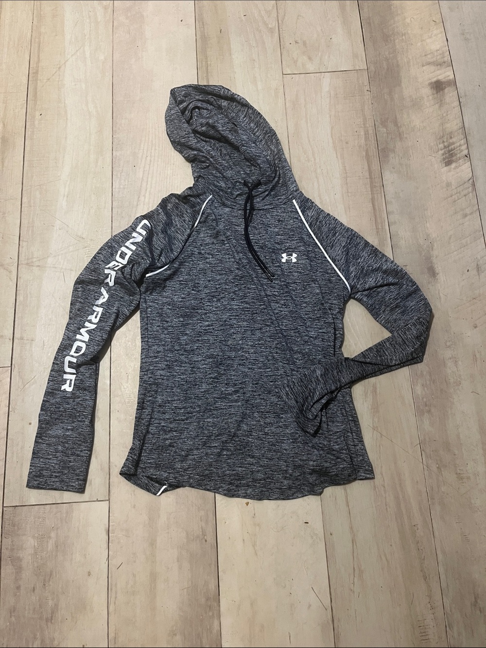 Under Armour Heathered Charcoal Hooded Performance Top